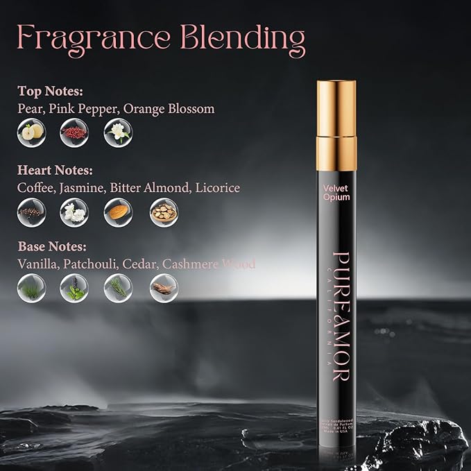 Pheromones Perfumes for Women, Amber Vanilla Perfume, Long Lasting Eau De Parfum Cologne, Enhanced Scents Pheromone Cologne for Men&Women, 0.41 fl.oz Travel Size Perfumes Spray (Velvet Opium)