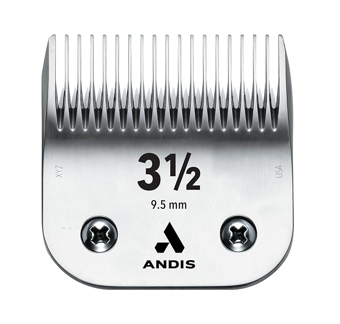 Andis – 64089, Heavy-Duty Detachable Clipper Blade - Stainless-Steel With Carbon-Infused, Close Cutting & Long-Life Blade - Compatible With Most Andis Series -Size 3-1/2, 3/8-Inch Cut Length, Chrome