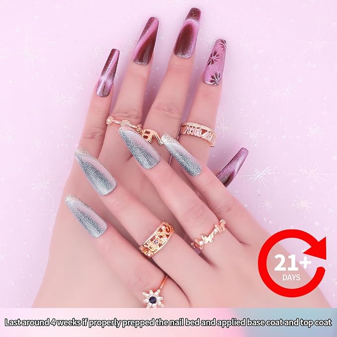 Clara Colors Cat Eye Gel Nail Polish Set, 6 Colors Autumn Holographic Glitter Cat Eye Gel Polish Kit with Magnet Romantic Galaxy Series Magnetic Nail Polish Long Lasting Soak Off UV LED