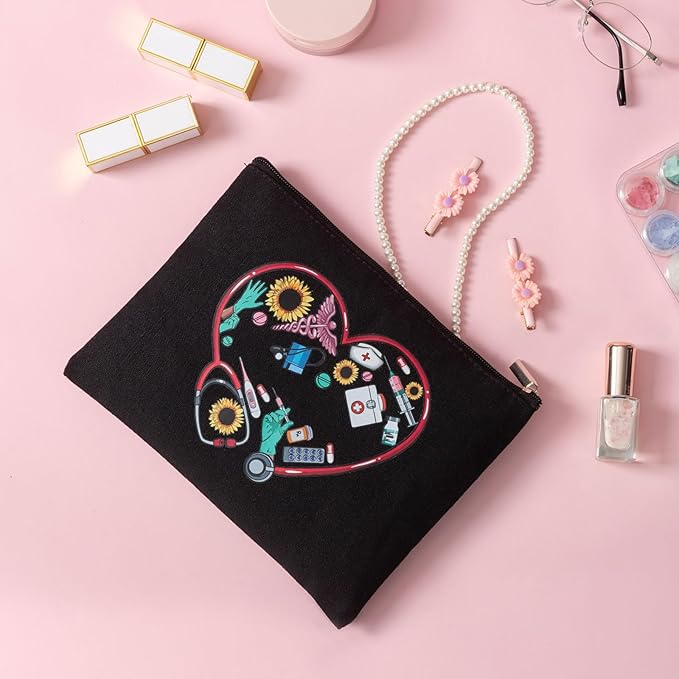 7 Pcs Nurse Gifts for Womem Appreciation Gift Set Include Nurse Tote Bag Penlight Makeup Bag Socks for Nurse Graduation Appreciation Thank You Gift for CNA Rn LPN LVN Practitioner