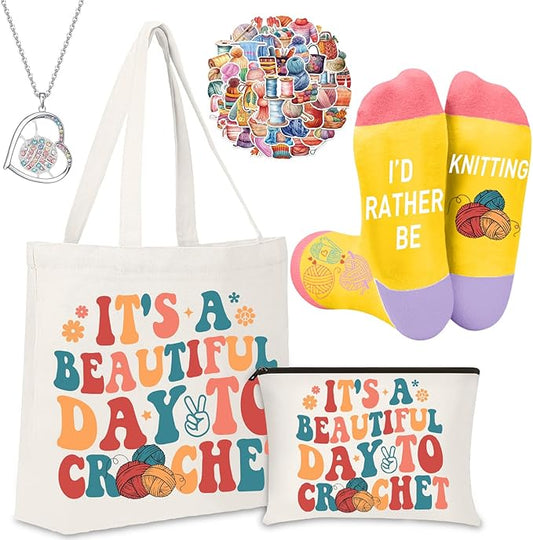 Crochet accessories Crochet Gifts Set knitting accessories knitting gifts Crochet Gifts Socks Crochet Necklace Crochet Makeup Bag Crochet 50 Pcs Stickers-Crochet Lovers Gifts