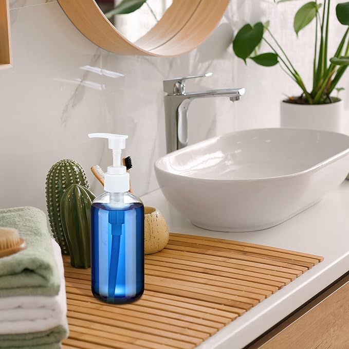 48 Pcs Pump Bottle Lotion Dispenser Refillable Shampoo Conditioner Hand Soap Dispenser Plastic Empty 8oz/250ml Clear Reusable Body Wash Container Bulk(Clear, White, Black)