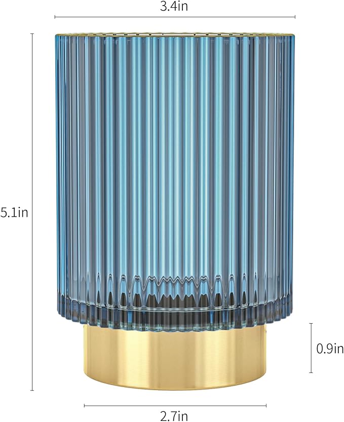 CANITORON Makeup Brush Holder,Glass Makeup Brush Holder Organizer Store Cosmetic Tools,Eyeliner,Storage Organizer for Vanity,Bathroom Countertop Organize and Bedroom Countertop Storage.(Blue L)