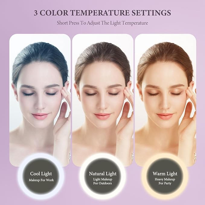 Travel Makeup Bag with LED Lighted Mirror, Cosmetic Makeup Organizer Bag with 3 Color Setting, Makeup Train Case with Adjustable Dividers for Women Makeup Brushes Jewelry Accessories