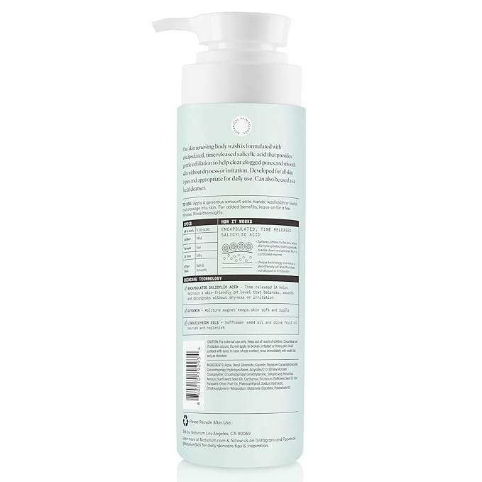 Naturium The Perfector Salicylic Acid Body Wash, Gentle & Smoothing Cleanser, 16.9 oz