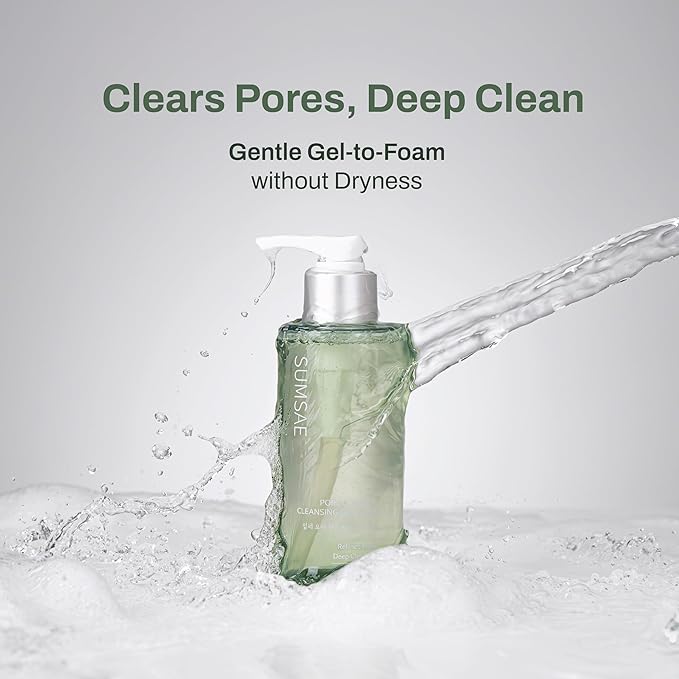 Pore Control Cleansing Gel Foam - Korean Skincare Gel to Foam Cleanser with Green Tea, Chestnut Shell, and Botanical Complex for Pore Care, Sebum Balance and Makeup Removal, 155ml / 5.24 fl.oz