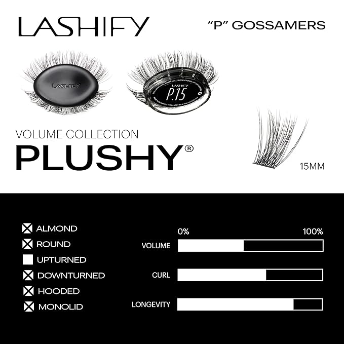 Lashify Plushy 15mm Gossamer Lashes in Black, Easy DIY False Lashes for a Voluminous Yet Still Natural Look