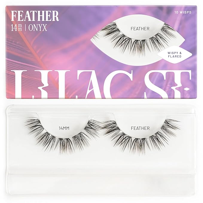 Lilac St - Feather Natural Faux Eyelash Clusters (14mm) - Dynamic & Fluttery Volume - DIY Lash Extension Wisps - Lightweight & Lifelike - Lasts 10 Days - Women Founded, Cruelty Free, Vegan - 10 Lashes