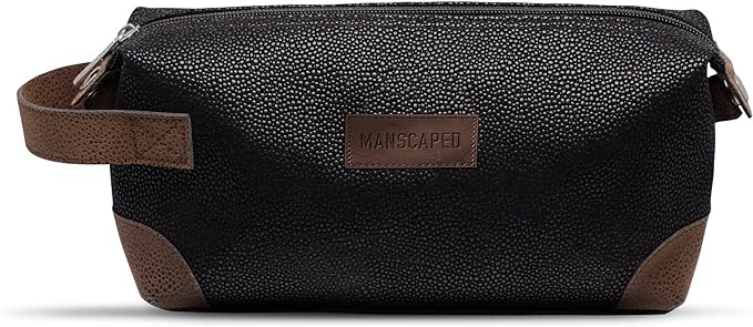 MANSCAPED® The Shed Men's Premium Quality Toiletry Bag, PU Leather Dopp Kit, Bathroom Travel Bag, Shaving Kit Case, Trimmer Tool Organizer