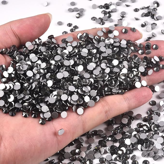 Blinginbox Flatback Rhinestones Bulk,14400pcs Crystal Round Loose Gemstones Glass Rhinestones for Crafts Makeup Nail Art Clothes Shoes DIY Decorations(SS10,2.7-2.9mm,Black Diamond)