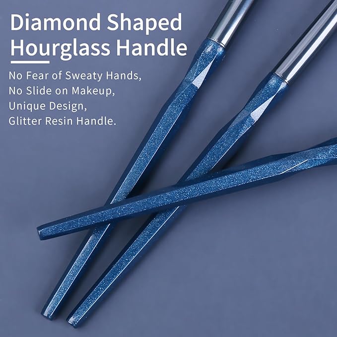 Sapphire Blue Eye Shadow Brush Set, Diamond Eyeshadow Brushes Set, Small Nose Contour Brush, Glitter Eyeshadow Brush, Eyeshadow Blending Brush, Colorful Eye Makeup Brushes Set Professional.