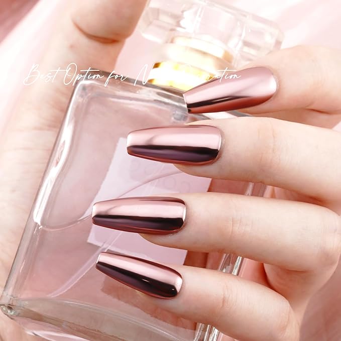 Chrome Nail Powder Set Metallic Mirror Glitter for Manicure Nail Art Decoration Gold Silver Bronze Rose Gold Silver Pigment 6 Colors Kit 0.5g/Jar (TR 6 Pcs Set)