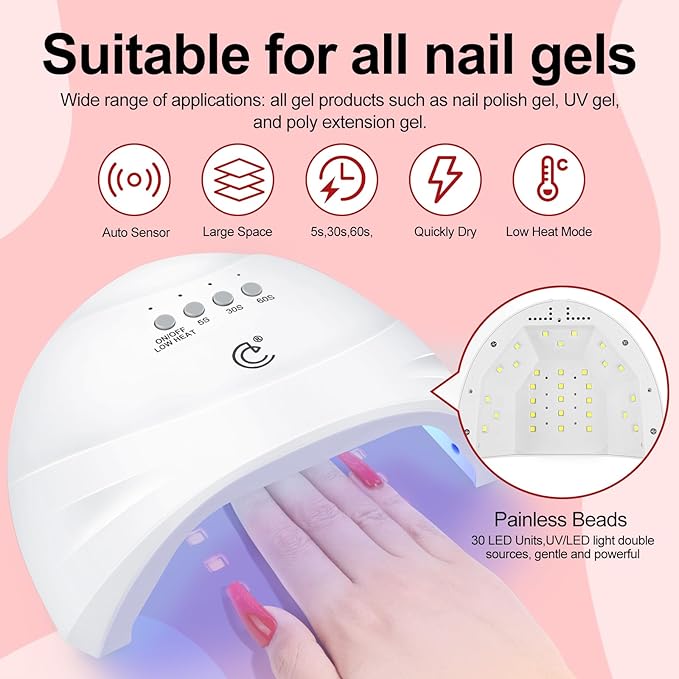 COSCELIA 53pcs Gel Nail Polish Kit with U V light and Drill Starter Kit 35 Colors Gel Nail Polish with 5pcs Top Base Coat Nail Art All Seasons Professional Gel Manicure Kit DIY at Home Gifts for Women