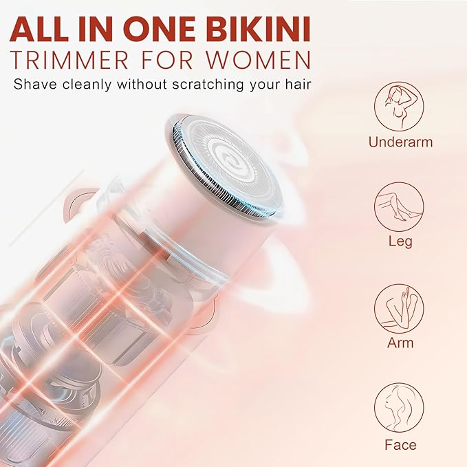 2025 New Electric Bikini Trimmer for Women, 2-in-1 Dual Head Shaver, Womens Electric Razor (Pink)