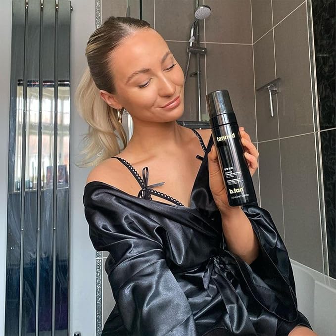 b.tan Dark Self Tanner Kit | Get Tanned Bundle - Best Mousse w/Tanning Mitt Applicator, 1 Hour Express Sunless Foam, Fast Bronzing Glow, No Fake Tan Smell, Vegan, Cruelty Free, 6.7 Fl Oz