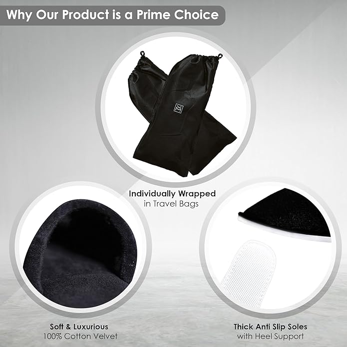 MODLUX Spa Slippers, 6-12 Pairs Cotton Velvet Closed Toe Disposable Slippers for Guests with Travel Bags, House, Indoor, Bathroom, Bedroom, Hotel, Bride Slippers