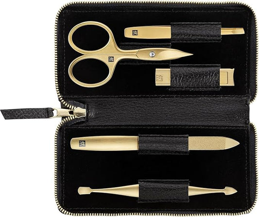TWINOX Manicure Set 5-piece, Gold Edition, Care for hands and feet complete set, Gift set, Black