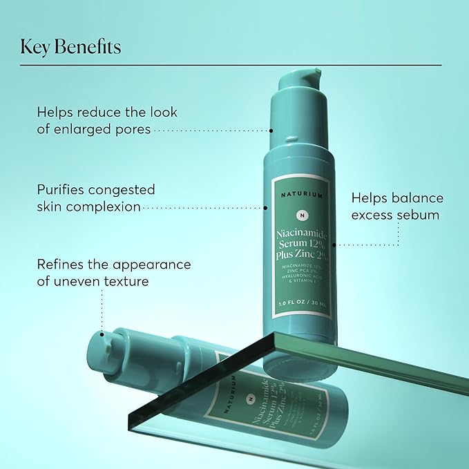 Naturium Niacinamide Face Serum 12% Plus Zinc 2%, Anti-Aging, Pore Minimizer & Dark Spot Corrector with Hyaluronic Acid & Vitamin E, Vegan & Cruelty-Free, 1 oz