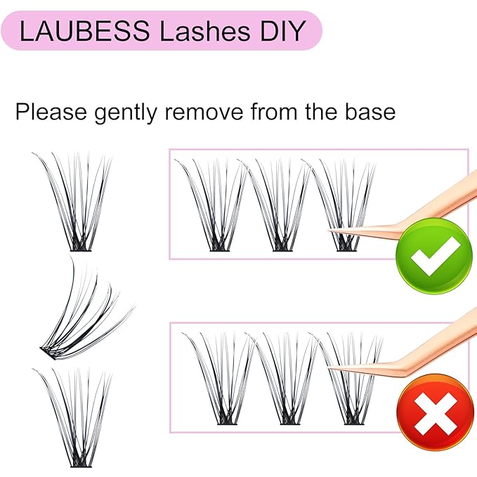 Eyelash Clusters LAUBESS Lash Clusters Individual Lashes Cluster Eyelash Extensions DIY at Home Waterproof Cluster Lashes (20D-D-13)