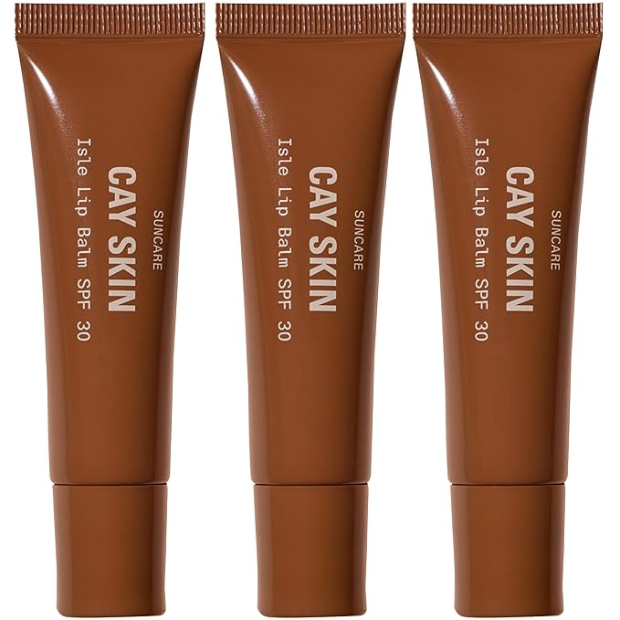 Cay Skin Isle Lip Balm SPF 30 – High Shine, Hydrating, Non-Sticky Lip Gloss in Vanilla Brown Sugar Flavor – Formulated with Natural Ingredients for All Skin Tones – 3-Pack, Clear