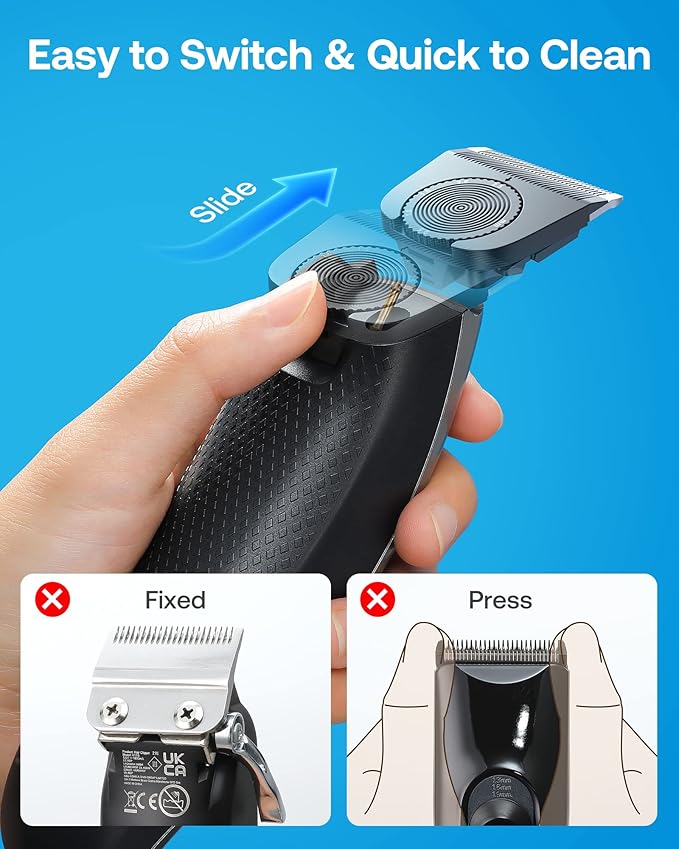 GLAKER Hair Clippers for Men - Cordless 2 in 1 Versatile Hair Trimmer with ABS Guards, 2 Detachable Blades & Turbo Motor, Professional Haircutting Kits for Blending & Fade Cuts