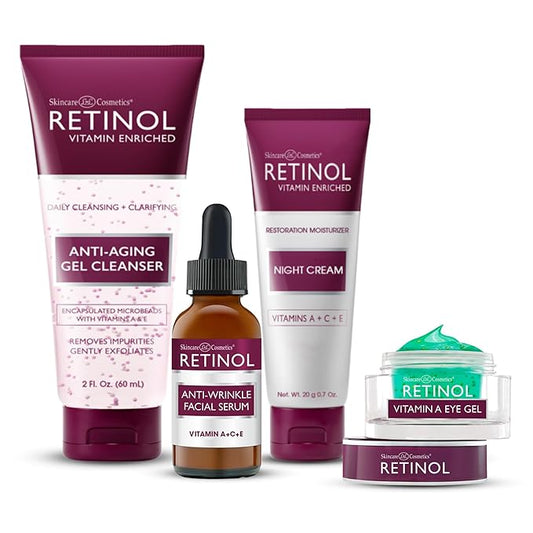 Retinol Anti-Aging Starter Kit – The Original Retinol For a Younger Look – [4] Conveniently Sized Products Perfect For Travel or First Time Try – Cleanse, Treat, Repair & Hydrate On-The-Go