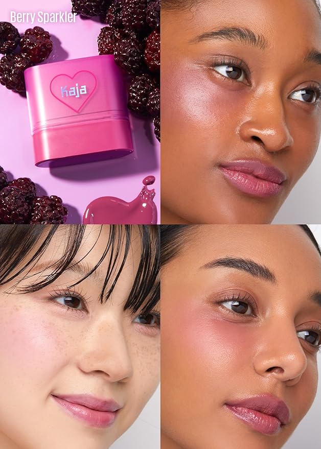 Kaja Cheek & Lip - Dewy Bar 01 Berry Sparkler | Creamy Blusher and Balm Multi-Stick, 45% Moisturizing Oil, Apple Extract, Vitamin-Hyaluronic Acid Infused, High Shine, Mother's Day, 10g