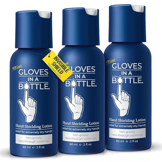 Gloves in a Bottle Shielding Lotion for Dry Itchy Skin 2 ounce, Pack of 3
