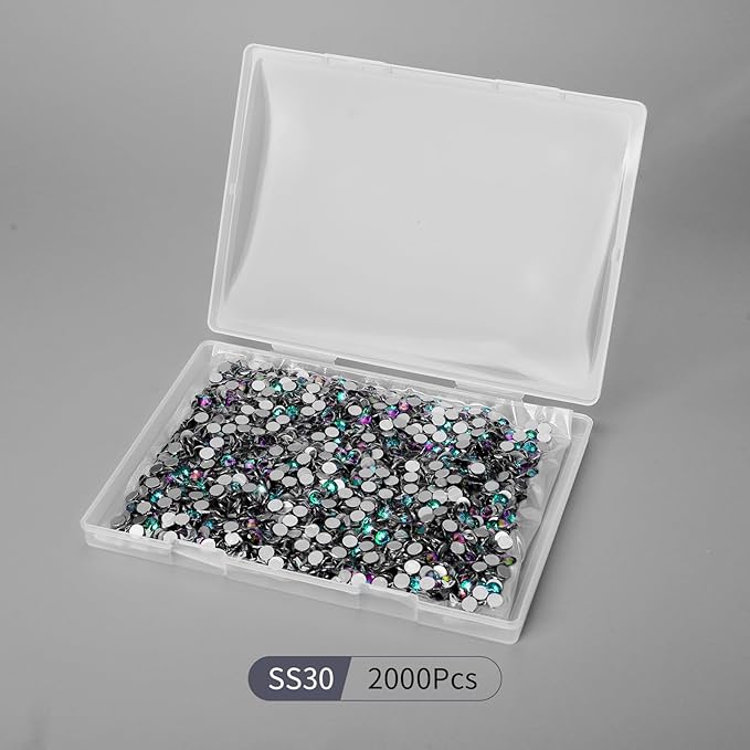 2000PCS Green Volcano Rhinestones Bulk, Flat Back Crystal Glass Stone Round Gems,SS30, 6.4-6.6mm