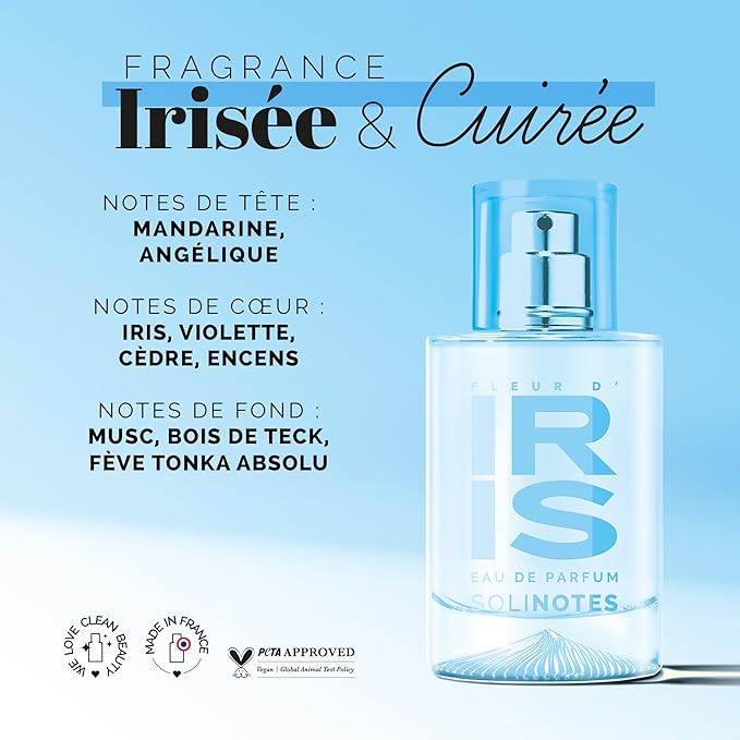 SOLINOTES Iris Blossom Perfume for Women - Eau De Parfum | Delicate Floral and Soothing Scent - Made in France - Vegan - 1.7 fl.oz