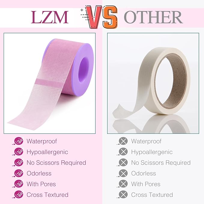 Lash Tape for Eyelash Extensions,Eyelash Tape Silicone Gel Eyelash Extension Tape for Sensitive Skin Pain-Free Removal Breathable Micro-Porous Lash Extensions Tape (1in x 4yd, 2Rolls,Purple)