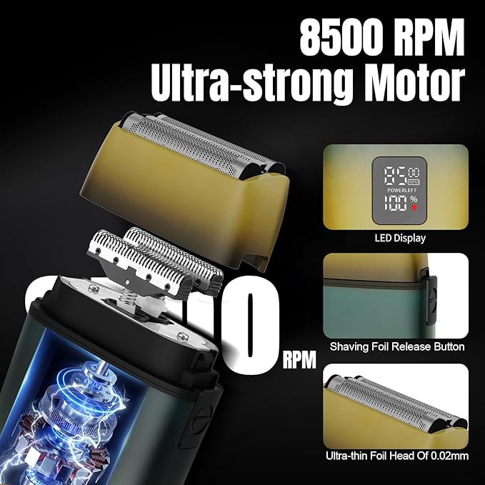 Professional Barber Hair Clippers Trimmer Shaver Set for Men,Cordless Hair Cutting Kit & Zero Gap T-Blade Trimmer & 8500 RPM Electric Shaver Combo with EVA Case,Mens Gift