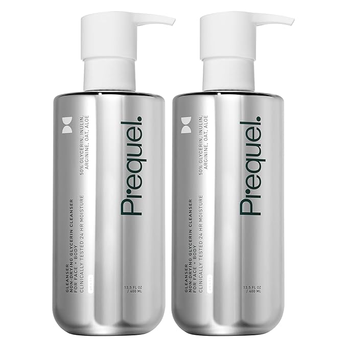 Skin Gleanser, Moisturizing Glycerin Face Wash, Body Wash 2-Pack. Professional Strength Face Cleanser for Women. Unscented Sensitive and Dry Skin Face Wash. 13.5oz (each) Pump Bottles