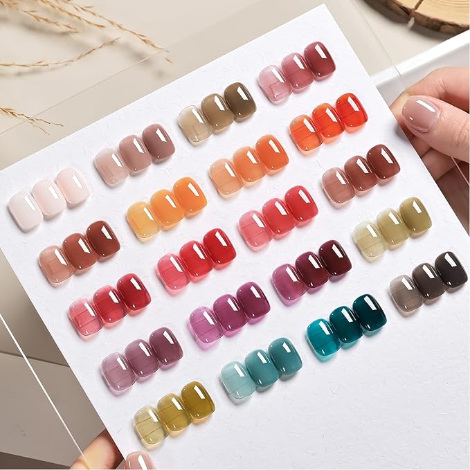GAOY 23 Pcs Gel Nail Polish Kit, Fall Colors UV Gel Polish Set with Glossy & Matte Top Coat and Base Coat for Nail Art Home DIY