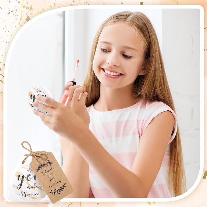 Tradder 50 Sets Compact Mirrors Bulk Women Gifts Inspirational Appreciation Employee Gifts Small Purse Pocket Makeup Mirrors for Mother's Day Coworker Nurse Bridal Souvenir Bags(White Gold)