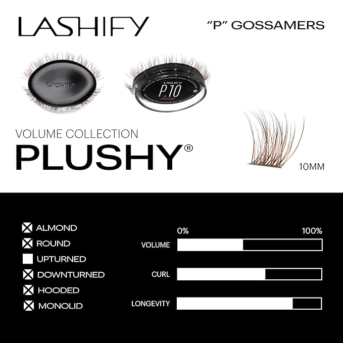 Lashify Plushy 10mm Gossamer Lashes in Chocolate Color, Easy DIY False Lashes for a Voluminous Yet Still Natural Look