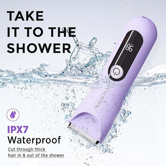 Bikini Trimmer for Women Pubic Hair: Painless Eletctric Razors for Women - Rechargeable Eletctric Shaver Waterproof IPX7 for Body Hair (Wisteria Purple)