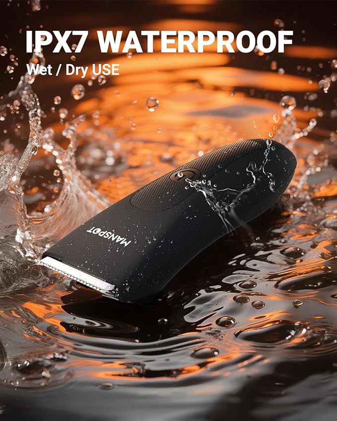 MANSPOT Manscape 2 in 1 Body Hair Trimmer Foil Shaver, Electric Ball Pubic Groin Hair Trimmer, Waterproof Wet/Dry Bikini Trimmer for Women with 4 Guard, 20 Days Shaving