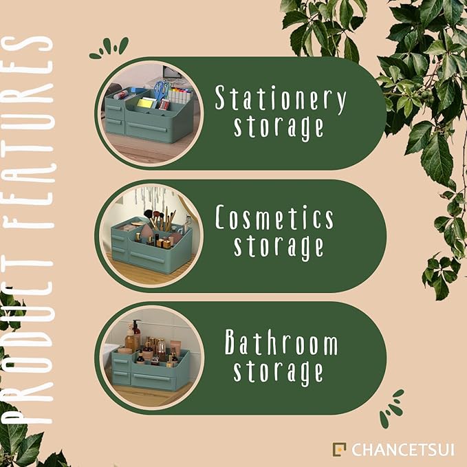 CHANCETSUI Makeup Organizer With Drawer For Vanity: Cosmetics Organizers Storage - Holder For Lipstick Nail Polish Eyeshadow Brush