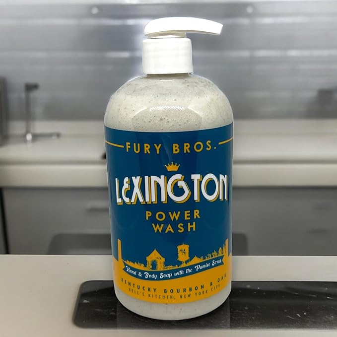 Premium Power Wash | Lexington | Kentucky Bourbon & Oak | Hand & Body Wash | Exfoliating Pumice | Moisturizing Aloe Vera | Highly Scented | Made in USA | 16 oz | Dad Men Bath
