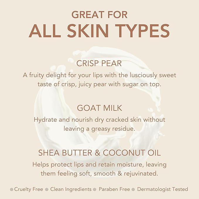 Dionis Goat Milk Skincare Crisp Pear Holiday Lip Balm Gift Set - Beeswax, Shea Butter & Coconut Oil Lip Care Products Made in The USA - Cruelty Free Lip Moisturizer for Chapped Lips, 0.28oz 3 Pack