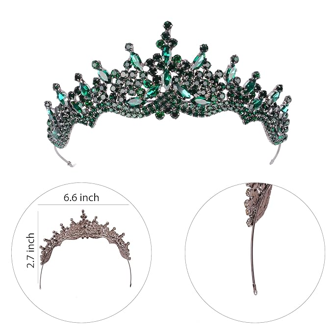 LIMELIA Women's Tiara for Henna Wedding Party|Glitter Hair Accessories for Bridal Birthday Pageant Prom Halloween Cos-play Christmas Party|Dence-Green