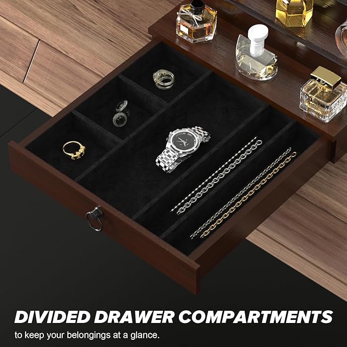 Cologne Organizer for Men, 5 Tier Cologne Shelf, Perfume Stand with Drawer and Hidden Compartment Perfume Display Holder - A Gift for Men