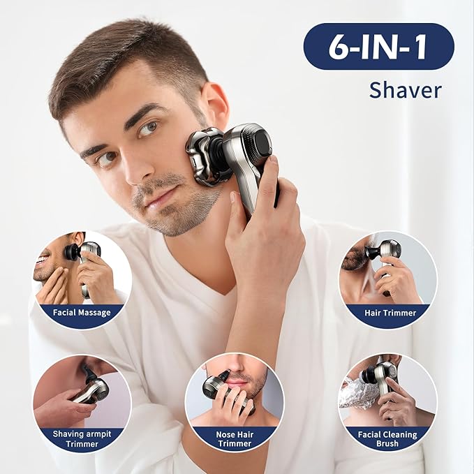 Head Shavers for Bald Men,Electric Razor for Men,IPX6 Waterproof Wet/Dry Bald Head Shaver, Flex Blades for a Close Shave,LED Display Electric Rechargeable Head Shaving Mens Kit with Type-C Charge