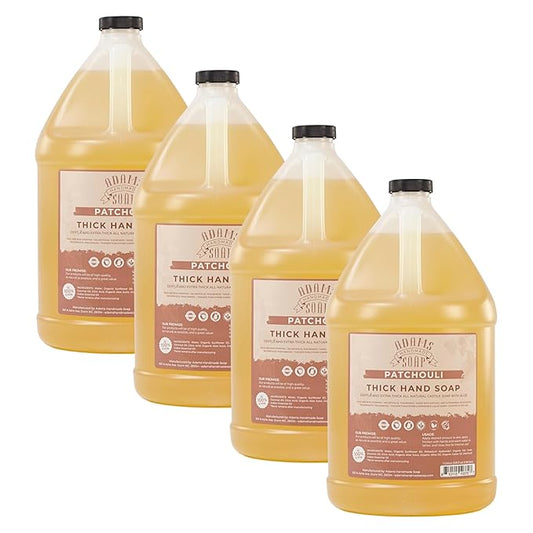 Adams Handmade Soap Thick Organic Castile Liquid Hand Soap 1 Gallon Refill - Patchouli (Pack of 4)