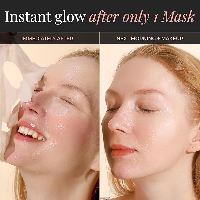 MOTHER MADE Moisturizing Anti-aging Snail Mucin Face Masks 10 EA, with Collagen, Niacinamide 2%, Squalane, Face Masks for Dry, Sensitive Skin, Travel Essentials, Self Care, Korean Skincare