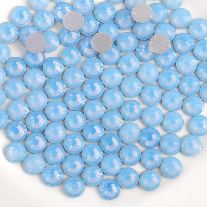 Beadsland 1440pcs Flat Back Crystal Rhinestones Round Gems for Nail Art and Craft Glue Fix, Blue Opal, SS20, 4.6-4.8mm