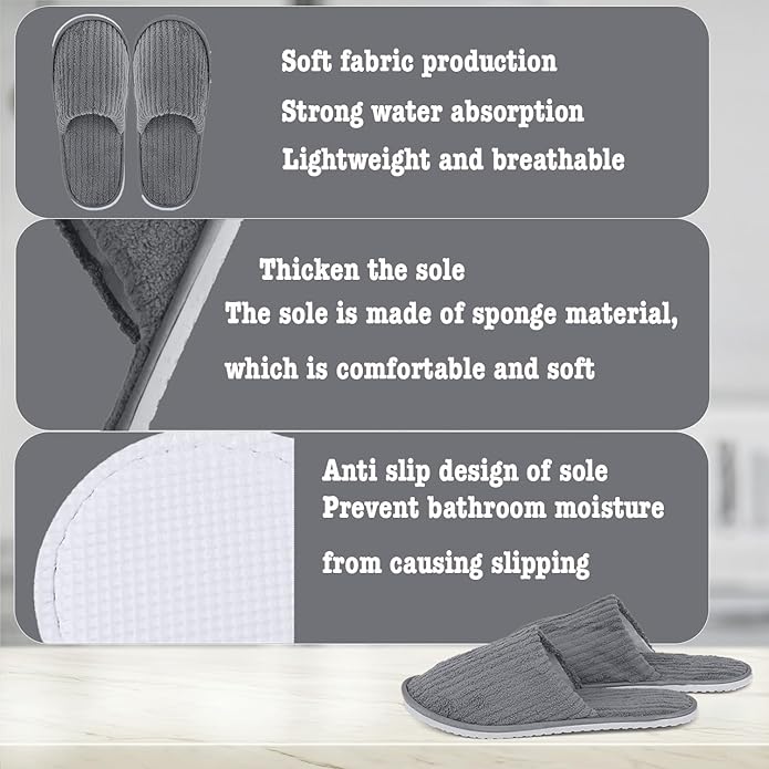 Disposable Slippers, 12 Pairs Bulk Slippers Hotel Spa For Guests Disposable House For Travel Guests Hotel Home Salon