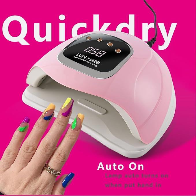 UV Led Gel Nail Lamp UV Nail Dryer for Gel Polish (Pink 280W)