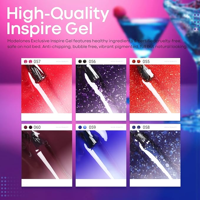 modelones Gel UV LED Nail Lamp with UV Gloves and Color Changing Gel Nail Polish - 6 Colors 10ml Pink Glitter Blue Purple Orange Mood Temperature Change Gel Polish Set Summer Soak Off Nail Polish DIY